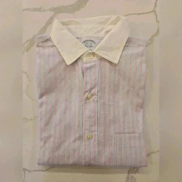 Brooks Brothers Mens Cotton Button Down Dress Shirt Blue White Size 15.5 - Picture 1 of 8